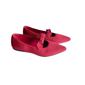 New Vivaia Red Textile Point Toe Rubber Outsole Flats size EUR 43, US 12